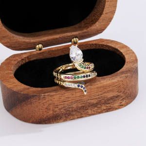 Trendy Colorful CZ Snake Wrap <b>Ring</b> Gold Plated Brass Serpent Adjustable <b>Ring</b> Teardrop Zircon Animal <b>Statement</b> <b>Rings</b> Wholesale - Product Image 1