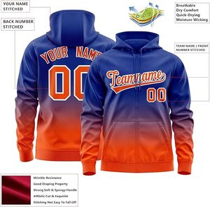 Custom Sublimation Gradient Baseball <b>Zip</b> <b>Hooded</b> Men's Streetwear Team Name Number Printed Fleece Sportswear Casual Autumn Jacket - Product Image 3