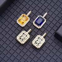 Bijoux Hip Hop Nouveau pendentif en pierre précieuse Zircon carré coloré rubis glacé