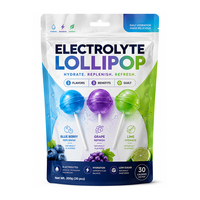 OLLI 3 Geschmacksrichtungen Elektrolyt-Lollipops Blaubeere-Traube-Limetten-Mix Zuckerarm Natrium Kalium Magnesium Hydrations-Bonbons