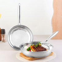 Lecos - Ensemble de 2 poêles à frire en acier inoxydable, compatibles induction, pour la cuisine