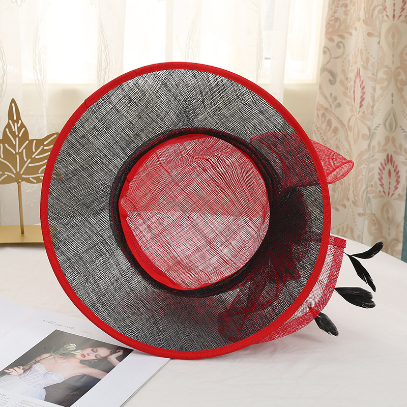 ladies red dress hats Wide Brim Red Straw Ladies Dress Hat