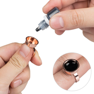 Anello in metallo oro rosa PMU Pigment Rings Holder sopracciglio Microblading Tattoo Ink Cup Ring Lash Extension Glue Holder Ring - Product Image 4