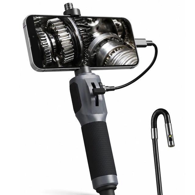 D100 USB-C Two-Way Articulating Borescope, IP67 Waterproof Sewer Tools, Industrial Inspection Camera Compatible with IPh Android