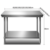 Plan de travail en acier inoxydable, finition polie, robuste, capacité de 500 kg, résistant à la corrosion, réglable, cuisine commerciale