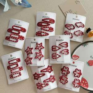 Fermagli per capelli in metallo di alta qualità per le ragazze per bambini vino rosso Wave Point stelle amore goccia olio Design alla moda accessori - Product Image 2