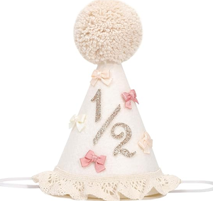 Chapeau de fête demi-anniversaire pour filles, style bohème, couronne de <span class=keywords><strong>1</strong></span>/2 anniversaire, chapeau de fête rose pour bébé fille, décoration de fête demi-anniversaire, tenue pour smash cake - Product Image 3