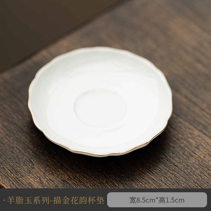 Sous-verres floraux en jadeite, série or gaufré