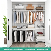 Organisateur de rangement extensible en acier pour dressing, armoire moderne autoportante ou murale, écologique, durable, grande capacité