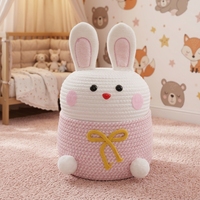 Panier de rangement en corde de coton rose mignon, deux pièces, écologique, pour jouets d'enfants et cosmétiques, organisateur d'objets divers