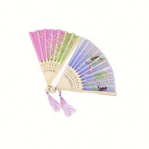 Éventails pliants vintage japonais et chinois pour mariage, danse, fête, été, en bambou, personnalisables, peinture artisanale - Product Image 6