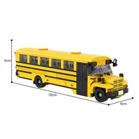 Bloques de Construcción de Autobús Escolar, Modelo Creativo Personalizado, Ladrillos de Plástico ABS, Juguete Educativo DIY, Escala 1:12