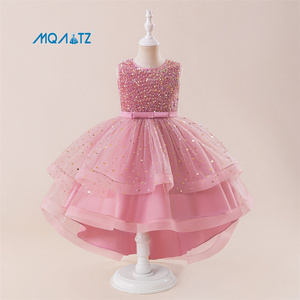 MQATZ Le Plus Récent Robes de <span class=keywords><strong>Princesse</strong></span> Formelles en Satin pour Filles, Longueur Genou, Pailletées, Multicouche, Robe de Bal de Soirée - Product Image 5