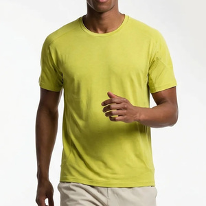 Healy Men's <b>Lime</b> Green Crew Neck Short Sleeve Shirt Moisture Wicking Automated Cutting Summer Sport Top - Product Image 1