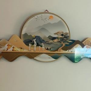 Peinture murale personnalisée en gros, art mural de luxe pour chambre à coucher, peinture UV, paysage moderne, peinture en porcelaine cristalline, peinture décorative avec éclairage LED - Product Image 3