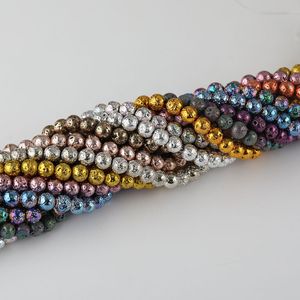 Vente en gros de perles en vrac de pierres précieuses <span class=keywords><strong>semi</strong></span>-précieuses volcaniques rondes colorées de 6mm/8mm/10mm pour la fabrication de bijoux bracelet à bricoler soi-même - Product Image 3