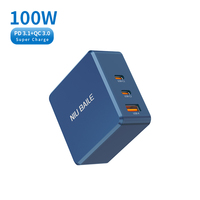 Cargador Rápido GaN NIUBAILE de 100W, Adaptador de Pared PD QC3.0 2C1A, Salida PPS, Protección Contra Incendios, Accesorio Ecológico para Teléfono Móvil