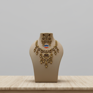 Conjunto de Joyería de Lujo Étnico con Esmeralda Verde y Kundan, Collar Vintage de Aleación, Joyería India para Novias, Bodas y Fiestas, Regalo para Mujer - Product Image 1