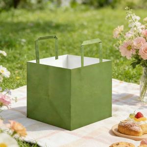 Customised Heavyweight Kraft Paper Bags With Portable Handles Suitable for Clothing Food Craft <b>Packaging</b> and Shopping - Product Image 4