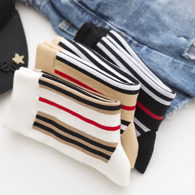 Women's Socks Japanese Korean Trend Vertical Striped Socks female Cotton Running All-match Sports Socks