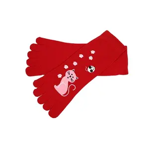 Оптовая продажа, низкая цена, непосредственно изготовленные на заказ женские трикотажные хлопковые милые кружевные носки с пятью пальцами
