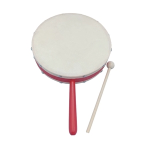 Wholesale Sheepskin Drumhead Wooden Hand Held Hand <b>Drum</b> With Red Handle And Wood Mallet Orff Percussion Instrument For Kids - Product Image 1