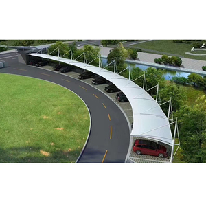 Nhà Máy Giá Ngoài Trời Mưa Bìa Carport Cấu Trúc Màng Thép Cantilever Carports Nhà Để Xe Với Mái Polycarbonate - Product Image 5