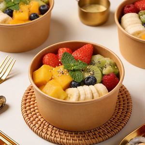 Tazones Redondos Desechables de Papel Kraft con Recubrimiento de Grado Alimenticio Ecológico, con Logotipo Personalizado, Diseño Moderno, Marca China XIEFA - Product Image 3