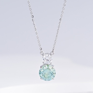 wholesale plata 925 silver Classic Aquamarine Pendant Necklace Everyday Wear minimalist mama stone dainty necklaces for girls - Product Image 4