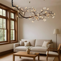 Lustre LED moderne en céramique et cuivre, design branche d'arbre et pétale, réglable et personnalisable, pour éclairage de plafond de maison, hôtel, villa