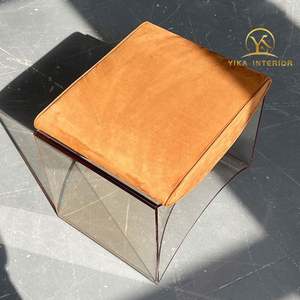 Taburete Bajo Moderno y Sencillo de Acrílico con Diseño Creativo para Sala de Estar, Dormitorio, Hogar, para Vestirse y Cambiar Zapatos - Product Image 2