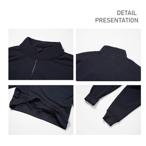 Personalizado <span class=keywords><strong>Pullover</strong></span> Quarter Zip Preto Crewneck Camisola de Alta Qualidade Street Wear Casual Francês Terry Drop Shoulder Hoodie para Homens - Product Image 6