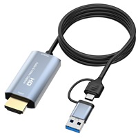 Carte de capture d'écran Doonjiey 2-en-1 pour jeux et streaming en direct, 4K60Hz MP4 avec interface USB-C Type C pour ordinateurs portables