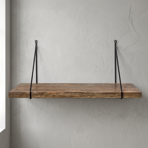 The Oasis Palm Wood <b>Shelf</b> with Natural Wood Top and Matte Black Hook Decorative 90x30x4cm 4.8kg - Product Image 3