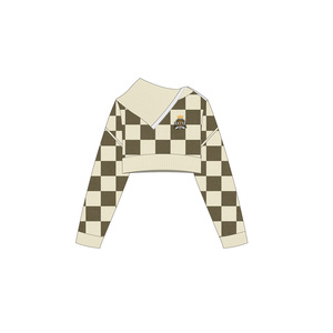<span class=keywords><strong>Pull</strong></span> en maille asymétrique à <span class=keywords><strong>col</strong></span> <span class=keywords><strong>roulé</strong></span> pour <span class=keywords><strong>femme</strong></span>, motif écossais, coupe oversize, avec boutons, décontracté, court, pour l'hiver - Product Image 3