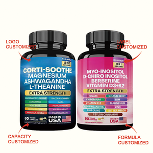 Ensemble de 2 compléments alimentaires en capsules végétales, marque privée OEM, 13-en-1 Calm et 16-en-1 Soutien Santé Féminine, fabriqué aux États-Unis, 60+90 - Product Image 4