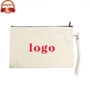 Free Shipping's items Blank Canvas Cosmetic Zipper Bag Customized Canvas Pen Pencil Sublimation Makeup Bag Women