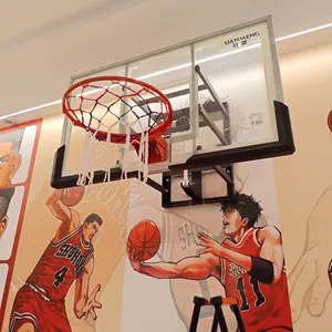 Suporte elétrico para aro de basquete com ajuste de altura de elevação 53,5 pol. * 31,9 pol. (136 cm * 81 cm) para montagem na parede com suporte temperado