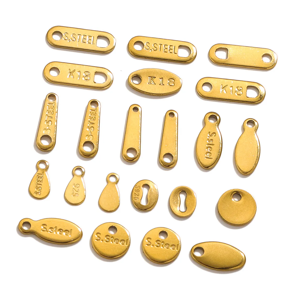 Spiegel polnische benutzer definierte Designer Logo graviert Gold Silber Rechteck ovale Anhänger Schmuck Tags Charms für Diy Halskette Armband