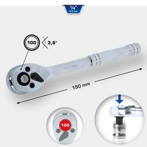 BRILLIANT <b>TOOLS</b> - BT020995 1/4'' reversible <b>ratchet</b> with metal handle, 100 tooth - EAN 4042146844984 <b>RATCHETS</b> 1/4" - Product Image 2