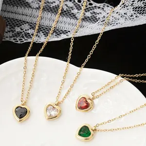 Модное классическое ожерелье-чокер из 18-каратного золота с рубиновым сердцем и камнем, ожерелье-чокер из нержавеющей стали, ювелирное ожерелье Дина 2023