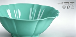 Vaisselle en mélamine directement de l'usine chinoise, grand saladier blanc de 28 cm, bol incassable <span class=keywords><strong>à</strong></span> motif de pétales pour cafés - Product Image 6