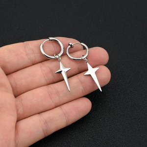 Pendientes Colgantes con Diseño Sencillo y Original, Estilo Retro Hiphop, en Forma de Cruz, de Acero Inoxidable, Unisex, Joyería de Moda al por Mayor - Product Image 1