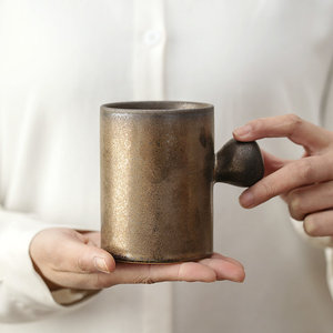 แก้วกาแฟเซรามิกความจุขนาดใหญ่สีทึบดีไซน์ย้อนยุคใช้ในบ้าน - Product Image 4