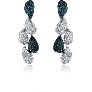 Teardrop <b>Dangle</b> <b>Earrings</b> 2.65 Cttw Round Cut White & Blue <b>Diamonds</b> 925 Sterling Silver Women's Wedding Jewelry - Product Image 6