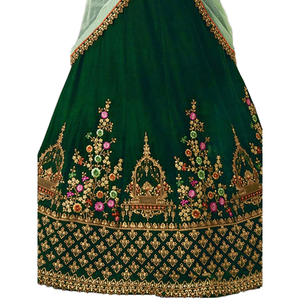 ชุดราตรีปัก lehenga choli สีเขียวเข้มเจิดจ้า - Product Image 1