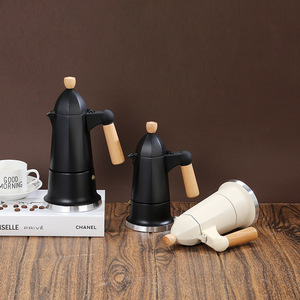 Cafetière Moka italienne à valve unique <span class=keywords><strong>avec</strong></span> poignée en bois, petite cafetière rétro style pagode, <span class=keywords><strong>machine</strong></span> à expresso légère et luxueuse pour la maison - Product Image 4