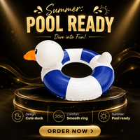 Bouée de bain gonflable en PVC pour bébé, motif canard rayé bleu et blanc, jouet de piscine et de plage pour nourrisson