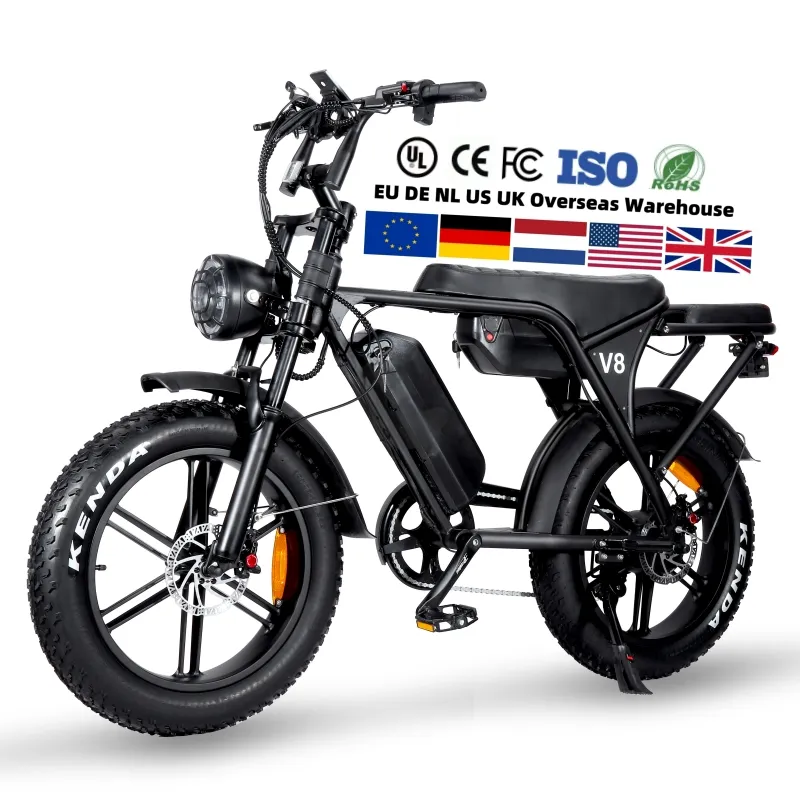 OUXI V8 1000W 750W Electric Bicycle V8 Mountain Ebike 48V 15Ah Removable Lithium Battery 4.0 Fat Tire Ebike Beach Cruiser Bike
