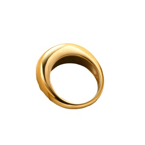 European American Style 8Mm Oval Smooth 18K Gold Stainless Steel <b>Ring</b> For Women Gift Jewelry - Product Image 5